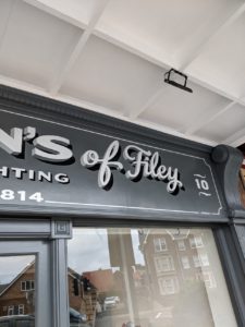 jenkinsons of filey shop facia signwriting detail